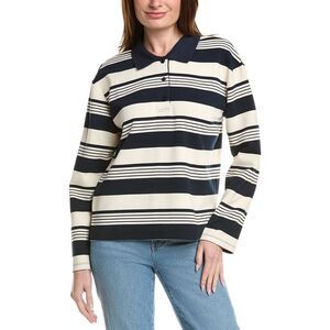 English Factory Womens  Striped Polo Shirt, Blue